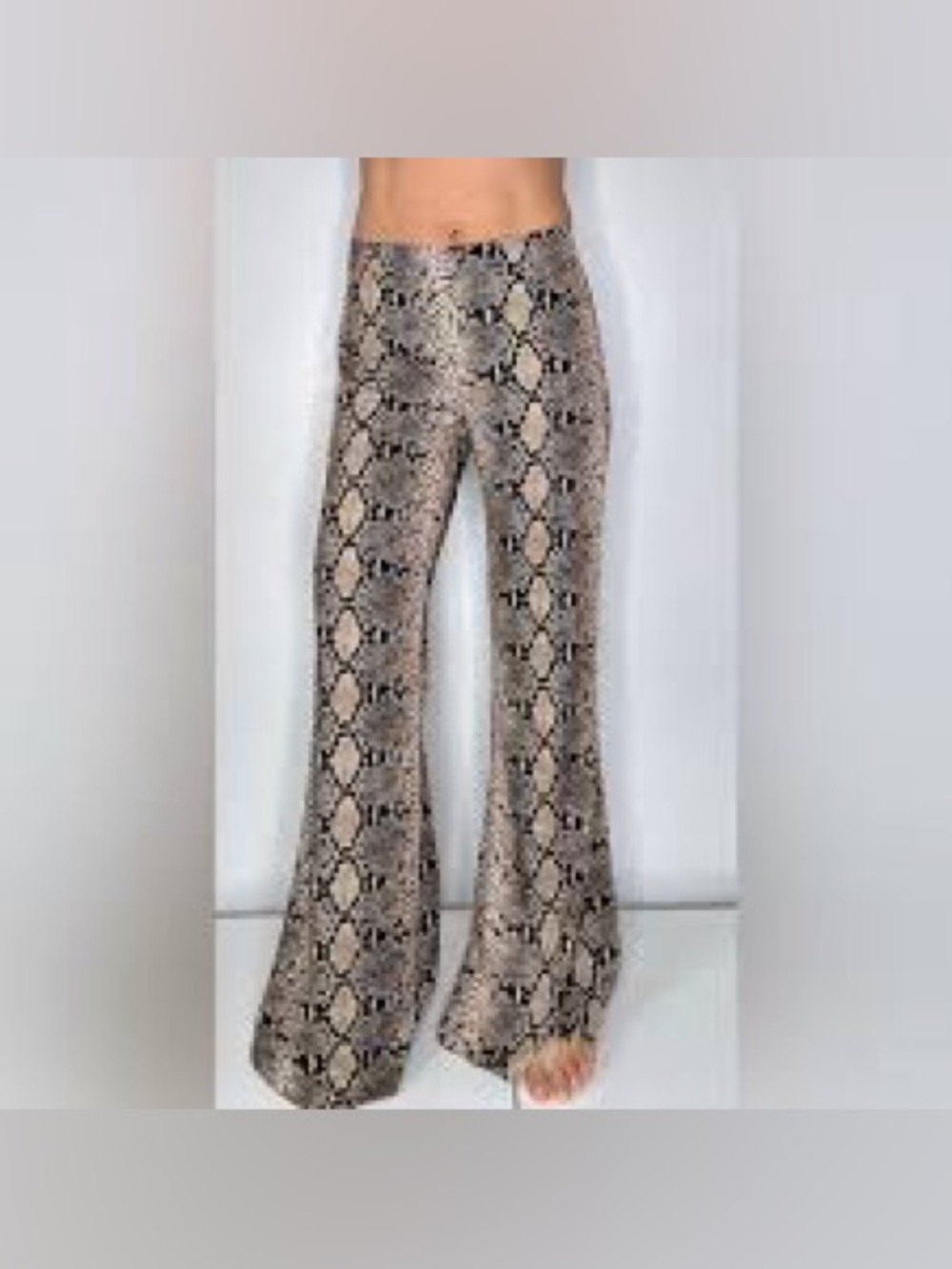 ZARA Snakeskin Print Trousers Flared Wide Leg Pants Size Medium Like New - Picture 12 of 13
